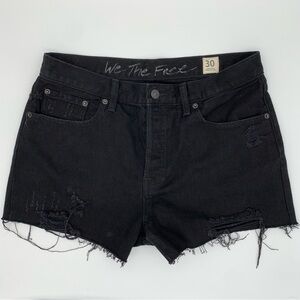 Free People Black Distressed Jean Shorts